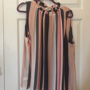 NWT Loft Pink and Navy Striped Blouse